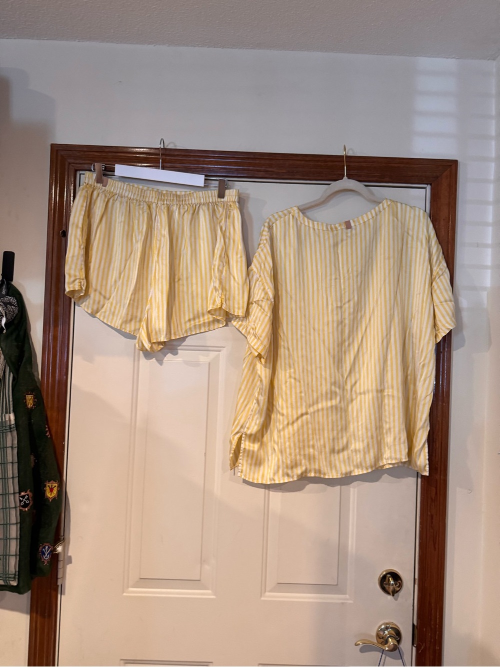 Lunya Silk Yellow Striped Pajama Set - Top & Shorts - Picture 2 of 8